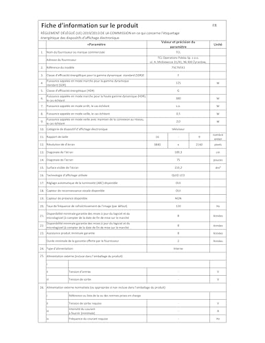 TCL TV 75C765 75'' 4K QD Mini LED 144hz Dolby Vision Dolby Atmos Google TV