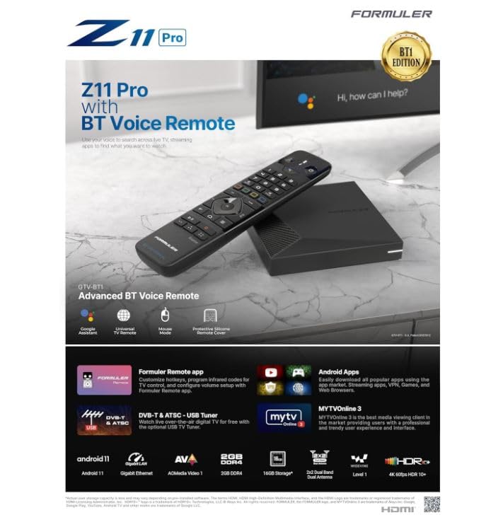 Formuler Z11 Pro BT1 2024 4K Android OTT Media Streamer