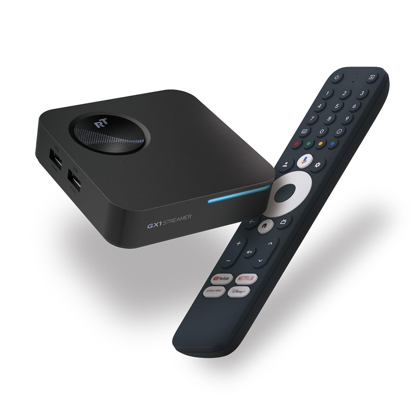 Streaming Box GX1 4K HDR10+ Google TV Player | Boîtier TV | Lecteur Multimédia | AI-Features | 4GB RAM | Wi-FI 6 LAN USB | Netflix, Youtube, Disney+ Support