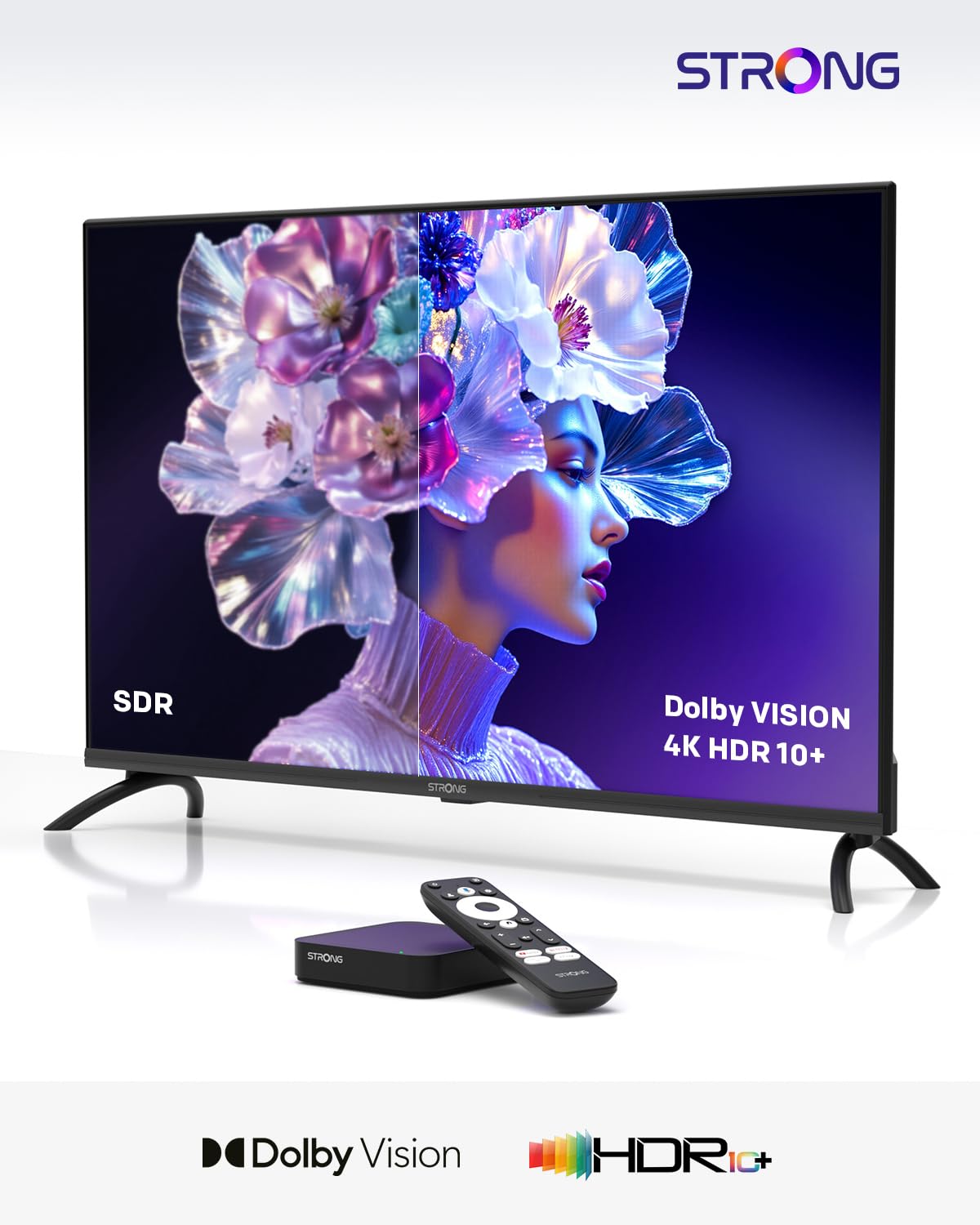 STRONG Leap-S3 Streaming Box Google TV 4K UHD avec Port Ethernet, 2GB RAM + 16GB Stockage, Chromecast Intégré, WiFi, Assistant Google Vocal, HDR10+, Dolby Atmos & Dolby Vision