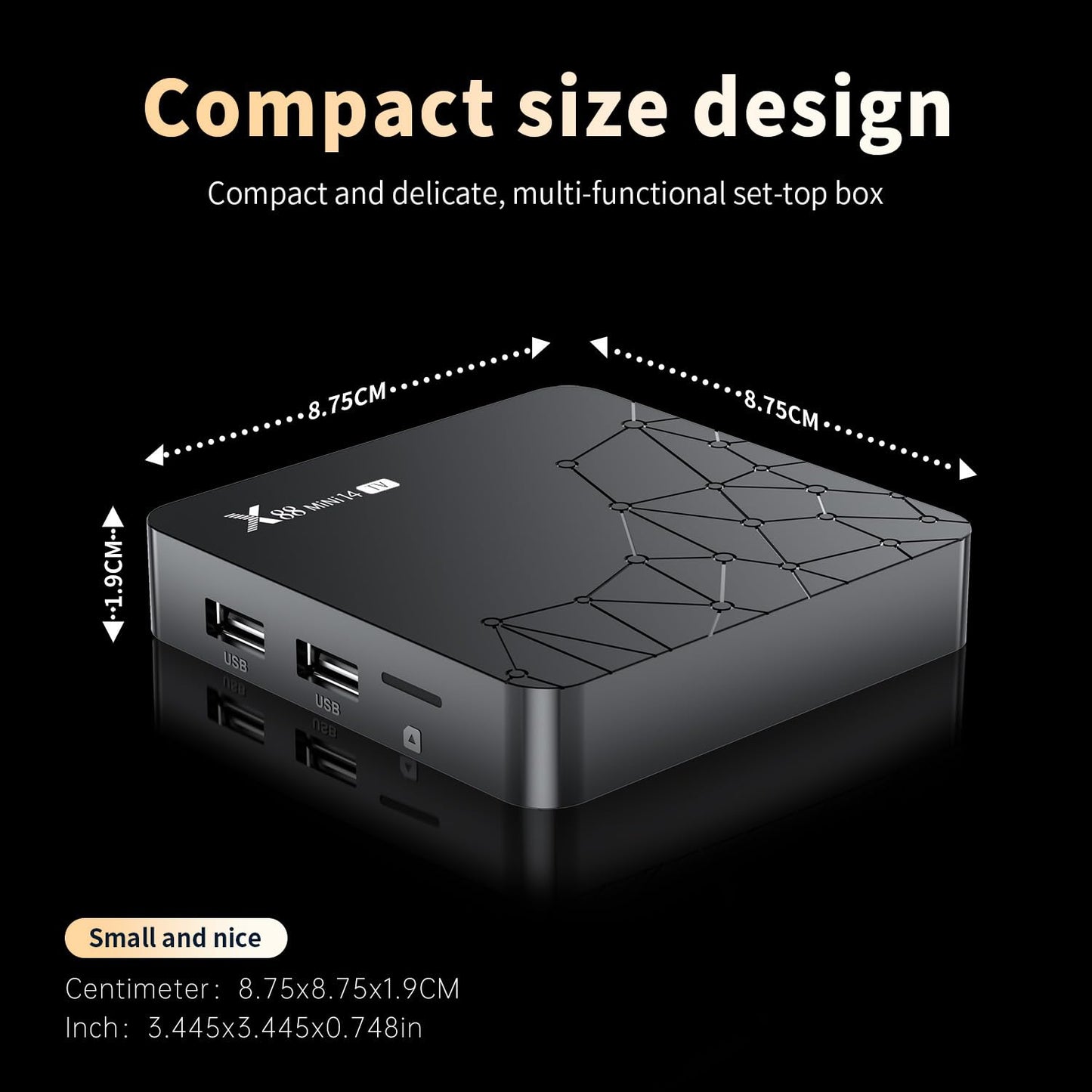 TV Box Android 14.0, Android Box 2GB RAM 16GB ROM RK3518 Quad Core,100M Ethernet 2.4G / 5G Dual WiFi 6/Bluetooth 5, Voice Control 4K HDR10 Boîtier TV Android