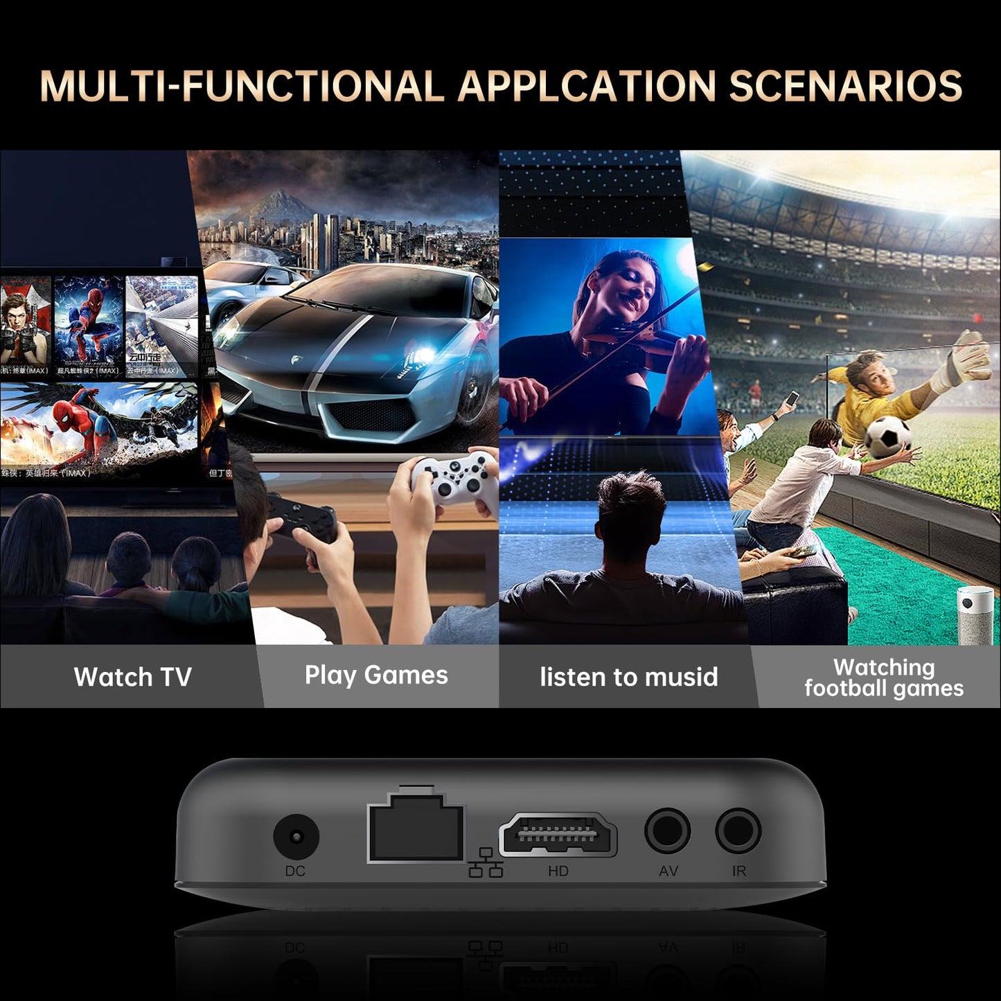 Android 14.0 TV Box,R69 Android Box 2GB RAM 32GB ROM RK3518 Quad-Core Arm Cortex-A53 Mali-450,Android TV Box Support 2.4/5.0GHz BT 5.0 mit 4K UHD und 100M Ethernet USB 3.0/2.0