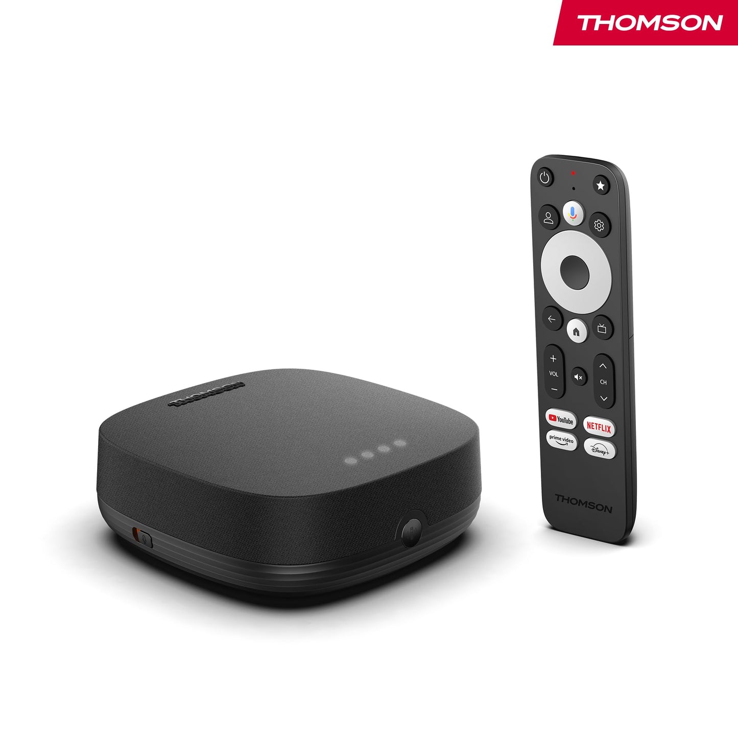THOMSON Streaming Box Plus 270, Google TV, 4K UHD, Commande vocale, Google Cast, Netflix, Disney+, Wi-FI, Bloc d’Alimentation à Prises Multiples, 3 GB RAM, 32 GB Stockage
