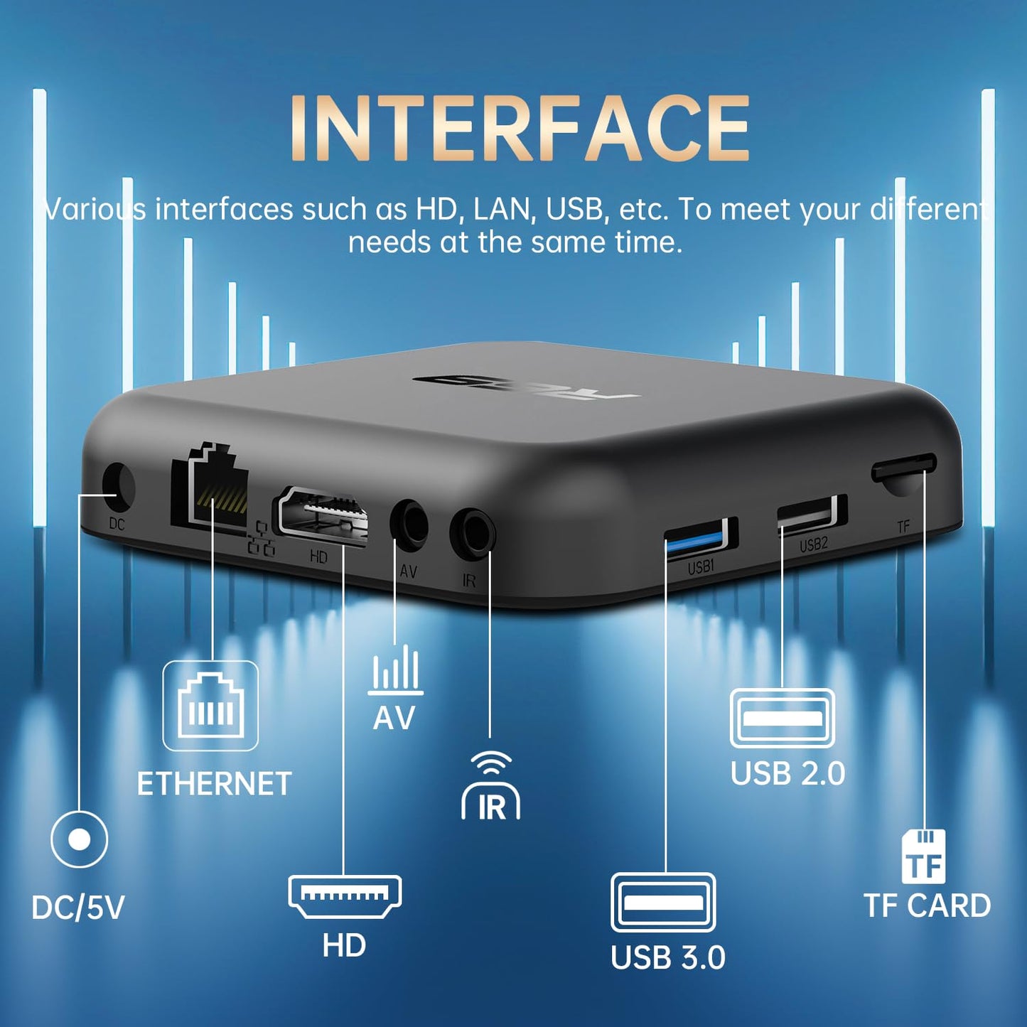 Android 14.0 TV Box,R69 Android Box 2GB RAM 32GB ROM RK3518 Quad-Core Arm Cortex-A53 Mali-450,Android TV Box Support 2.4/5.0GHz BT 5.0 mit 4K UHD und 100M Ethernet USB 3.0/2.0