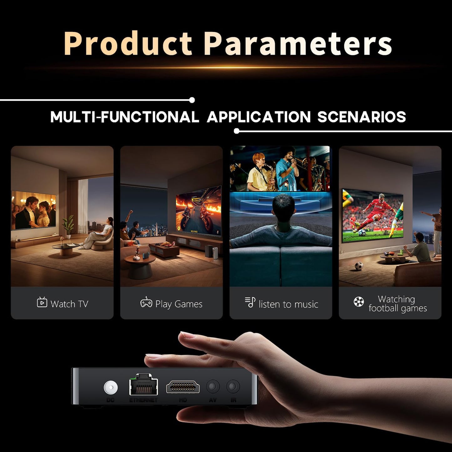 TV Box Android 14.0, Android Box 2GB RAM 16GB ROM RK3518 Quad Core,100M Ethernet 2.4G / 5G Dual WiFi 6/Bluetooth 5, Voice Control 4K HDR10 Boîtier TV Android