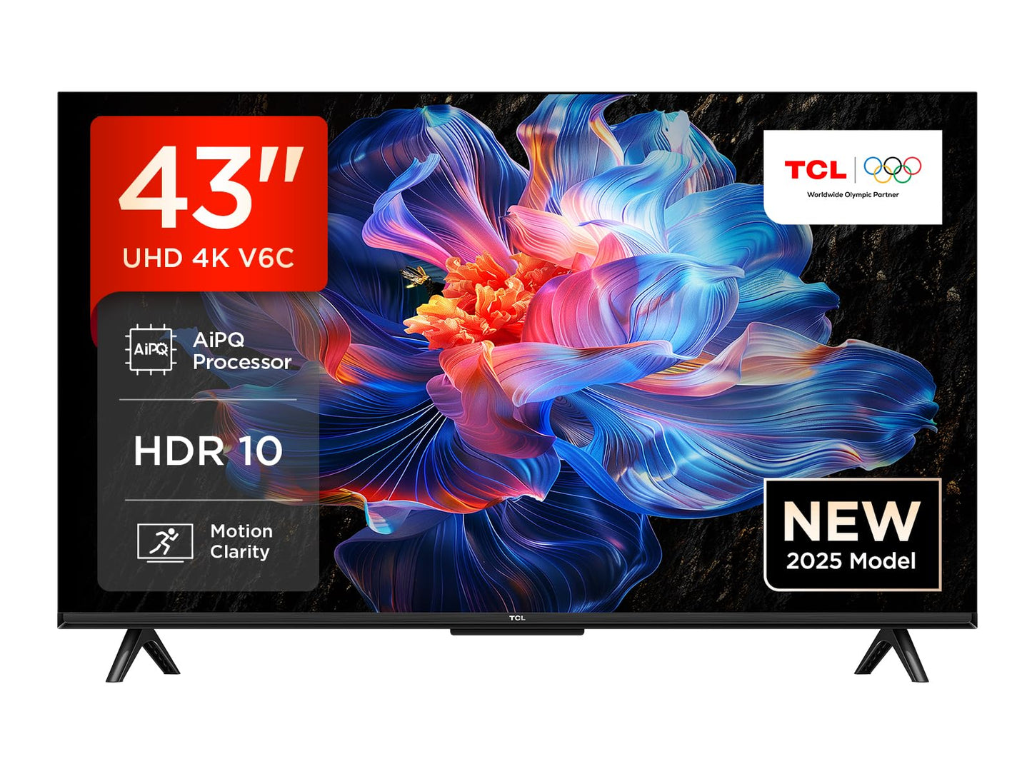 TCL 43V6C Smart TV LED Direct 43", HDR 4K, avec technologie Google TV (Dolby Audio, Motion Clarity, compatible avec Google Assistant et Alexa)