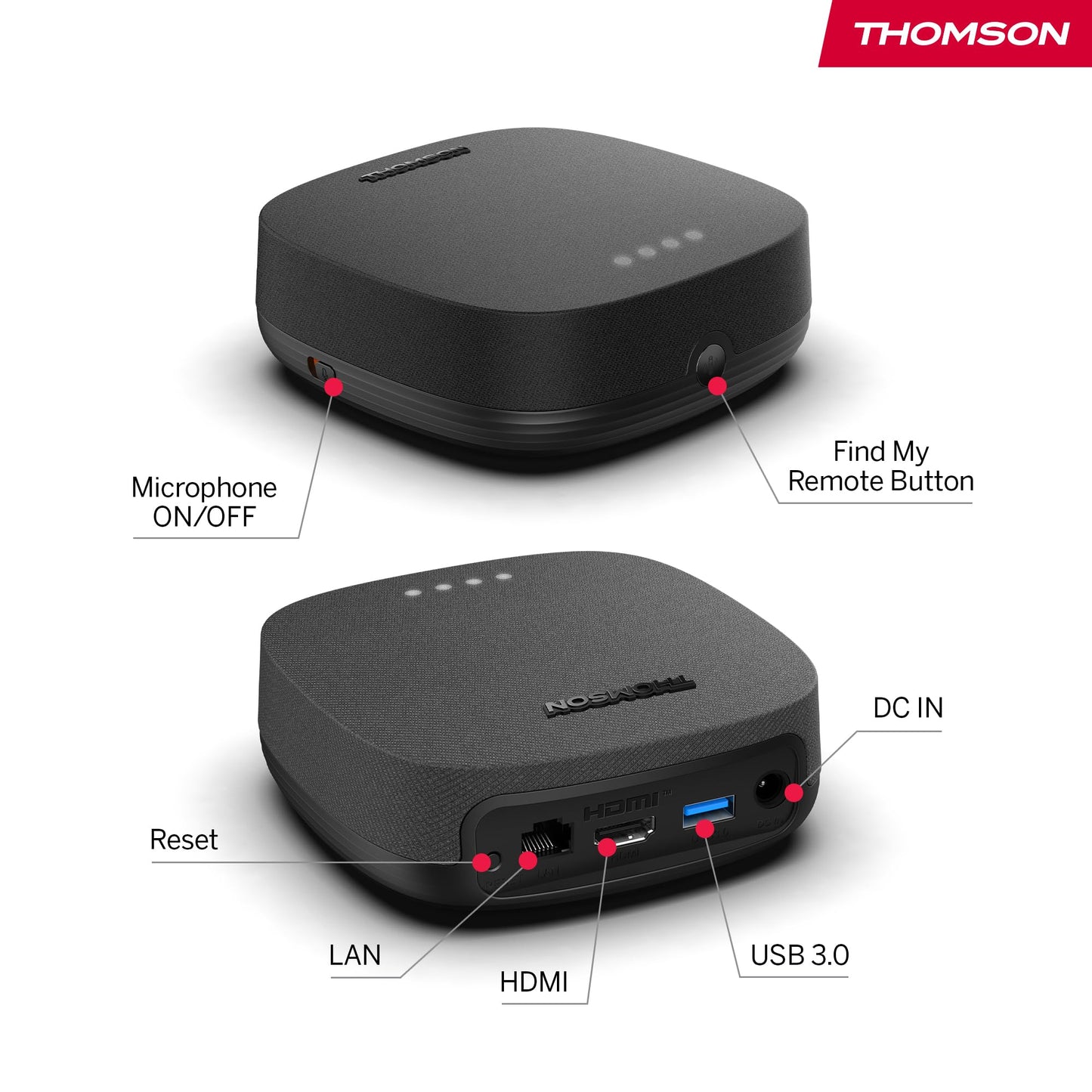 THOMSON Streaming Box Plus 270, Google TV, 4K UHD, Commande vocale, Google Cast, Netflix, Disney+, Wi-FI, Bloc d’Alimentation à Prises Multiples, 3 GB RAM, 32 GB Stockage