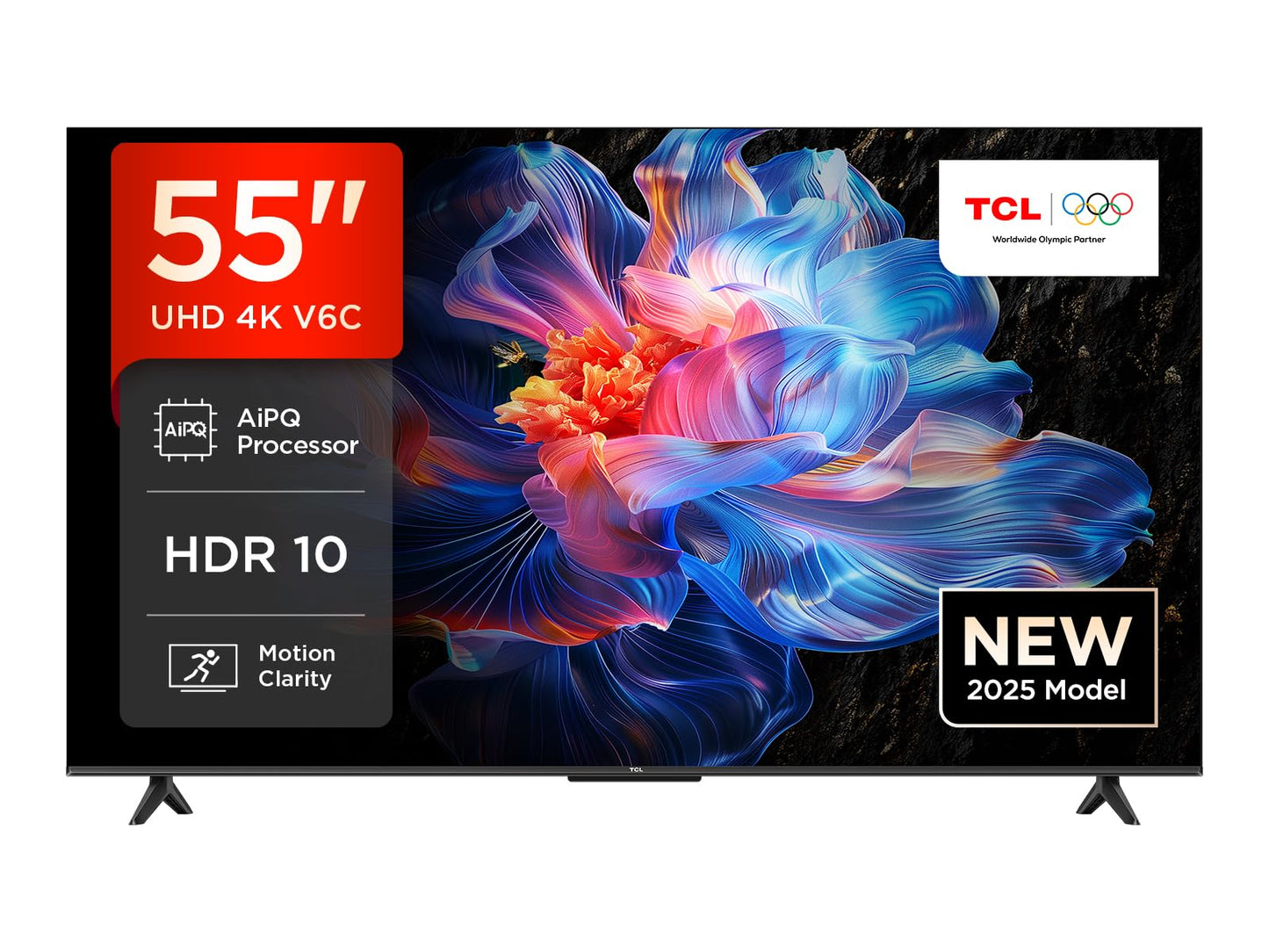 TCL 55V6C LED Direct Smart TV 55", HDR 4K, avec technologie Google TV (Dolby Audio, Motion Clarity, compatible avec Google Assistant et Alexa)